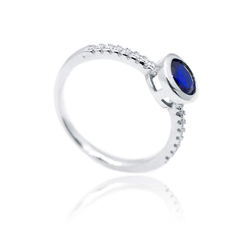 Blue Round Silver 925 Ring