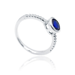 Blue Round Silver 925 Ring